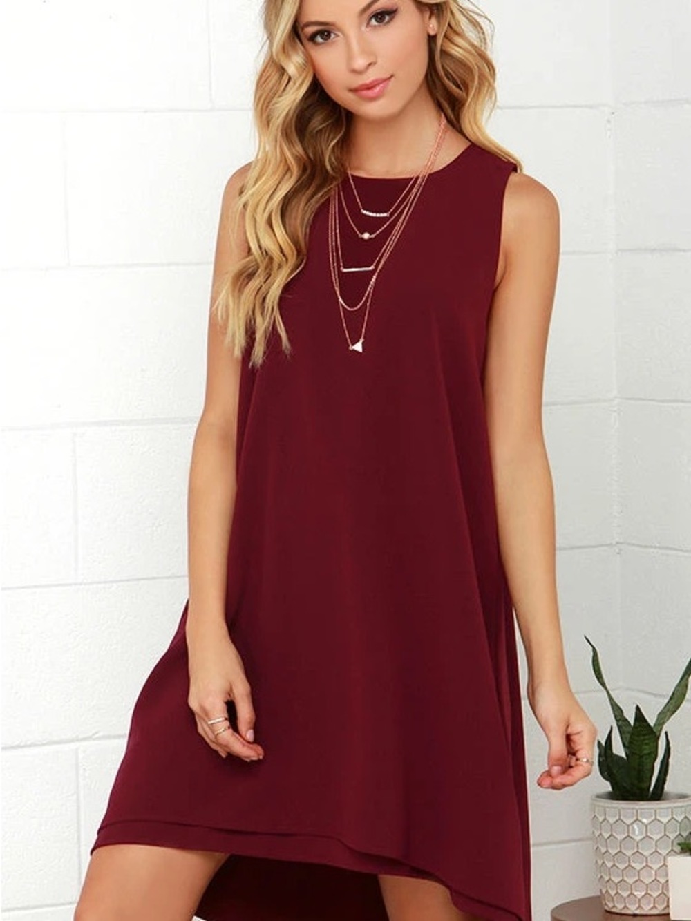 BB Dakota Kenna Maroon High-Low Dress
